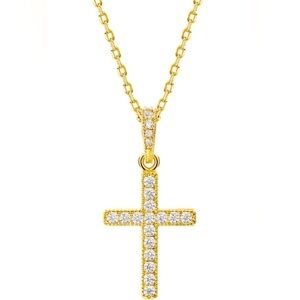 14K Gold Plated Cross Necklace Women’s Cross Necklace Pendant for Women